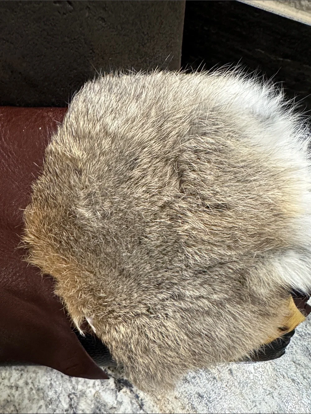 Black and Brown Leather Clutch with Fur Accent - Designer Style